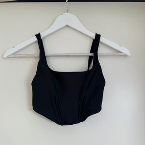 Black Fitted Bustier Crop Tank Top